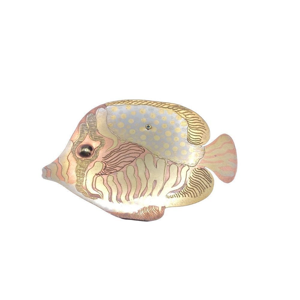 Tropical fish mixed metal tone pin large